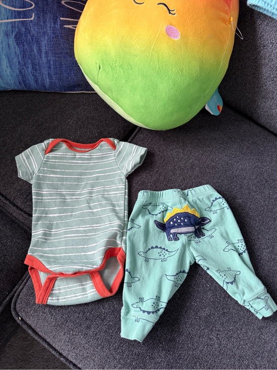 Carter's Other - Carter's Green Striped Bodysuit and Dino Pants Set